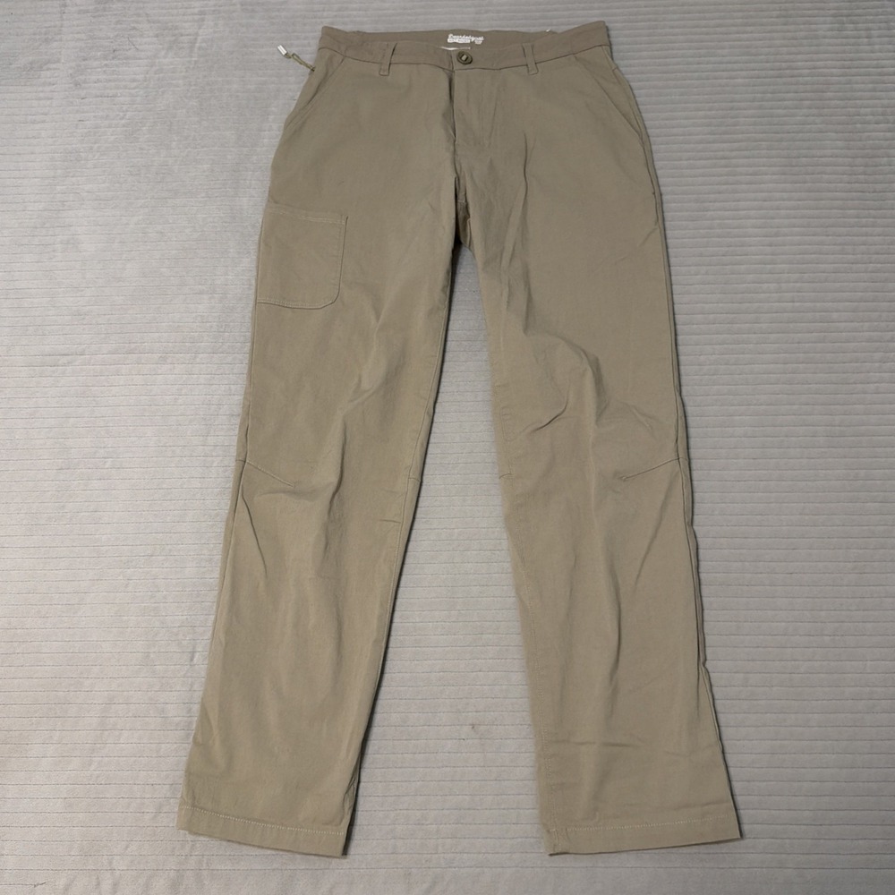Bearded Goat Union Pants Men 30x30 Beige Stretch Tri-Blend Pockets Outdoor Hike